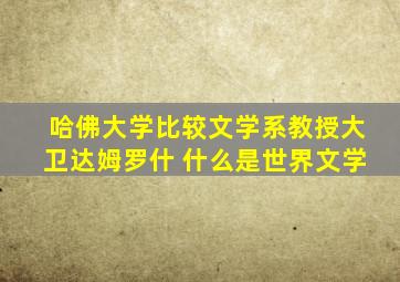 哈佛大学比较文学系教授大卫达姆罗什 什么是世界文学